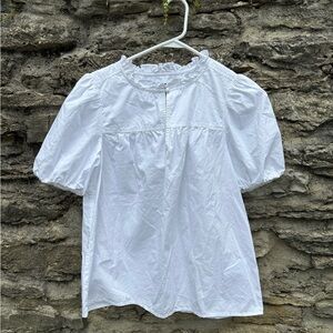 J. Crew White Puff Sleeve Blouse xs